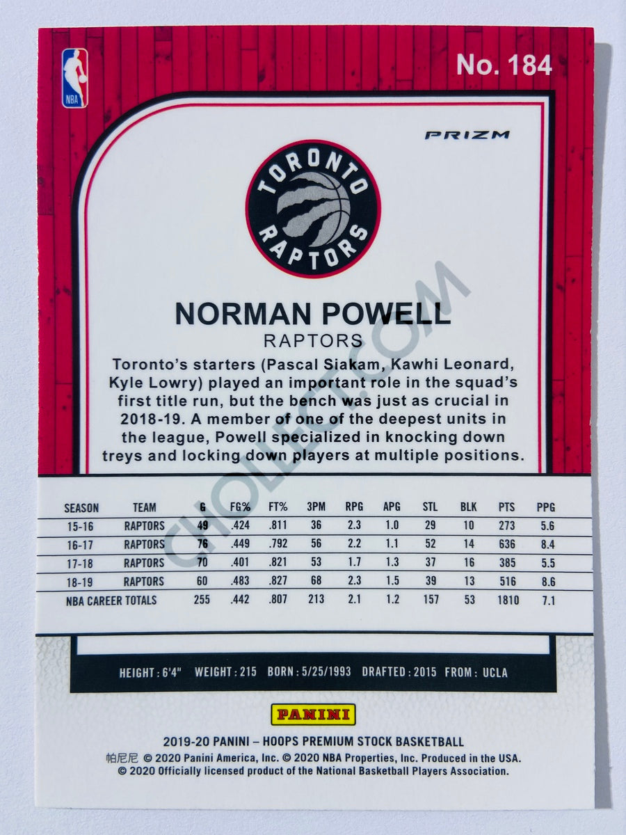 Norman Powell - Toronto Raptors 2019-20 Panini Hoops Premium Stock Silver Parallel #184