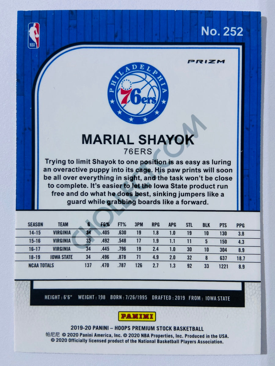 Marial Shayok - Philadelphia 76ers 2019-20 Panini Hoops Premium Stock Silver Parallel RC Rookie #252