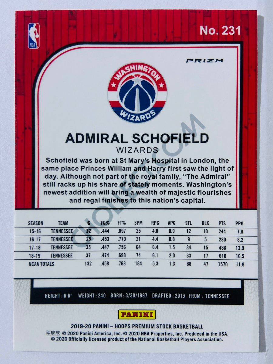 Admiral Schofield - Washington Wizards 2019-20 Panini Hoops Premium Stock Silver Parallel RC Rookie #231