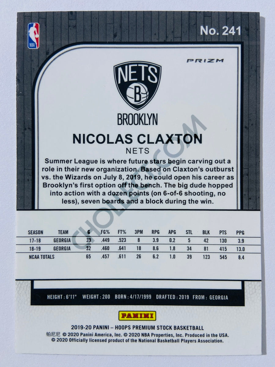 Nicolas Claxton - Brooklyn Nets 2019-20 Panini Hoops Premium Stock Laser Silver Parallel RC Rookie #241