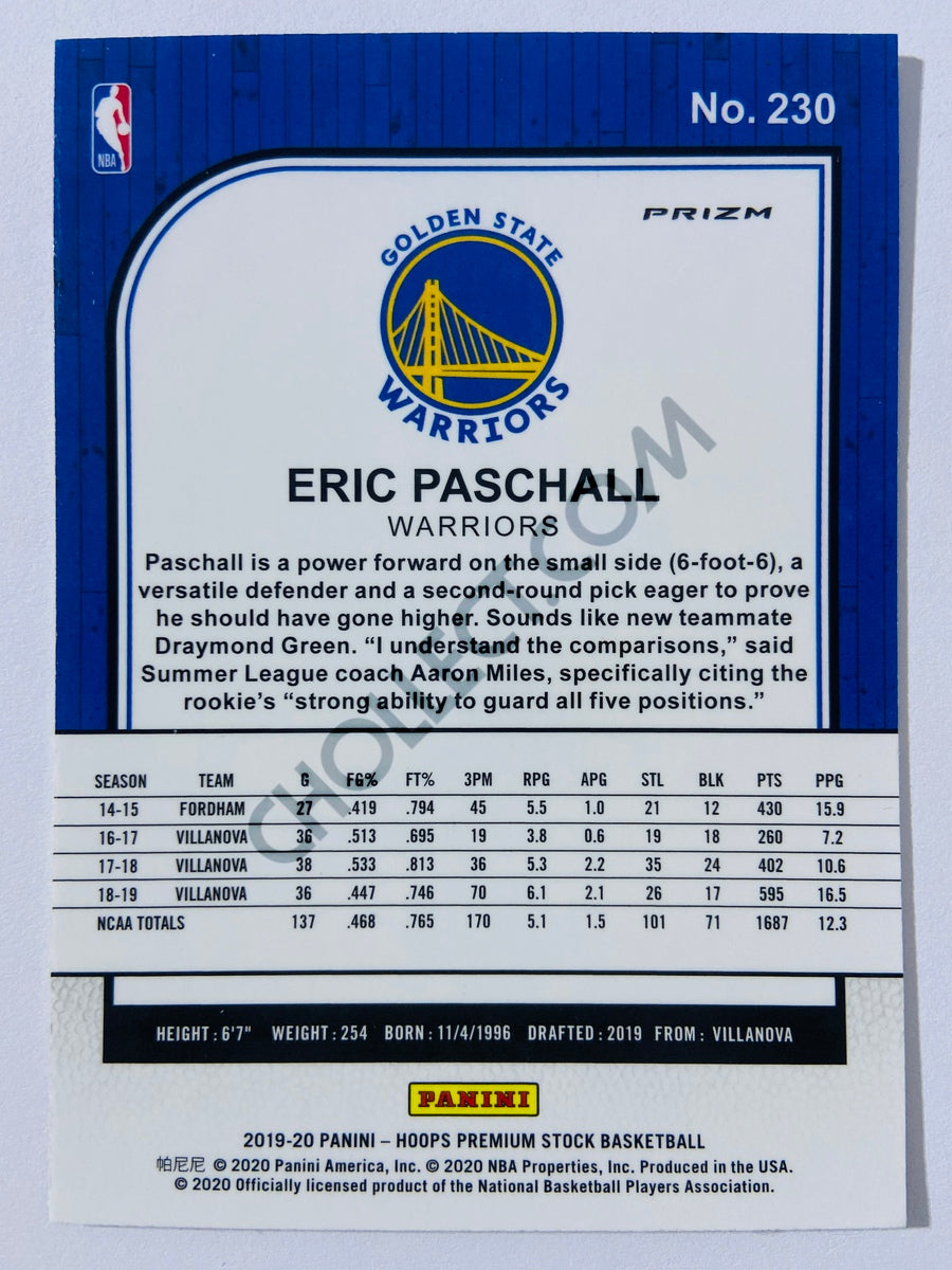 Eric Paschall - Golden State Warriors 2019-20 Panini Hoops Premium Stock Laser Silver Parallel RC Rookie #230