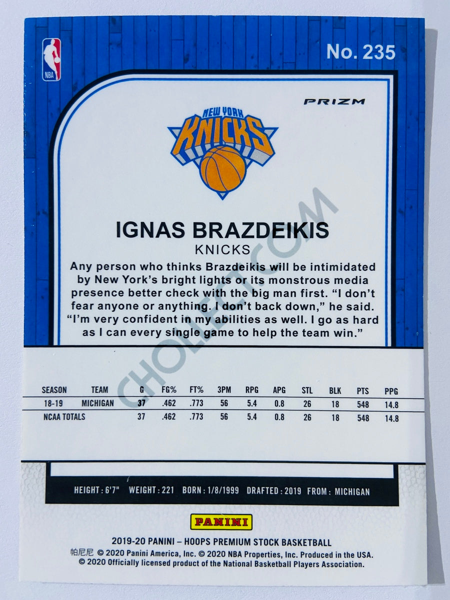 Ignas Brazdeikis - New York Knicks 2019-20 Panini Hoops Premium Stock Laser Silver Parallel RC Rookie #235