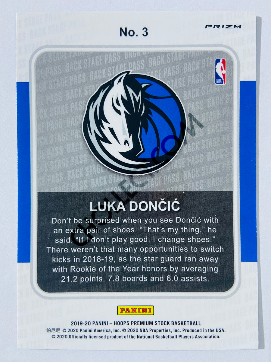 Luka Doncic - Dallas Mavericks 2019-20 Panini Hoops Premium Stock Backstage Pass Insert Blue Parallel #3
