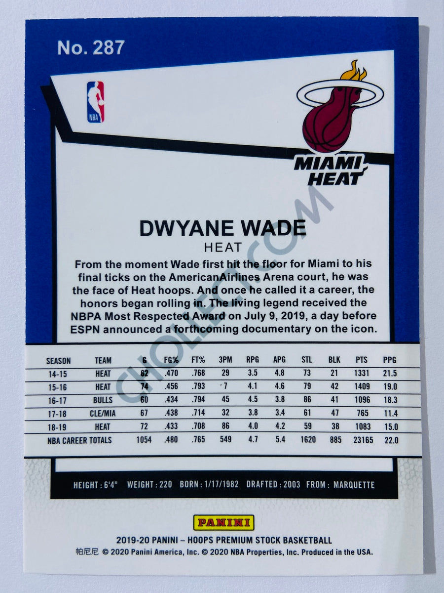 Dwyane Wade - Miami Heat 2019-20 Panini Hoops Premium Stock Tribute #287