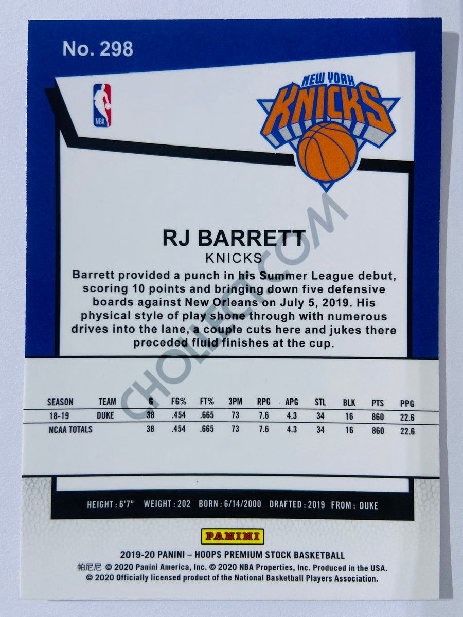 RJ Barrett - New York Knicks 2019-20 Panini Hoops Premium Stock Tribute RC Rookie #298