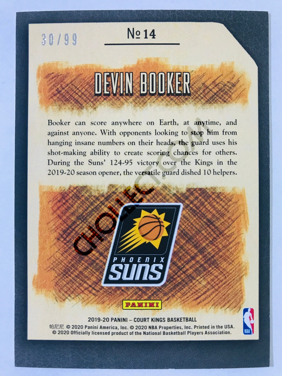 Devin Booker - Phoenix Suns 2019-20 Panini Court Kings Cross-Hatching Handles Insert #14 Amethyst Parallel /99