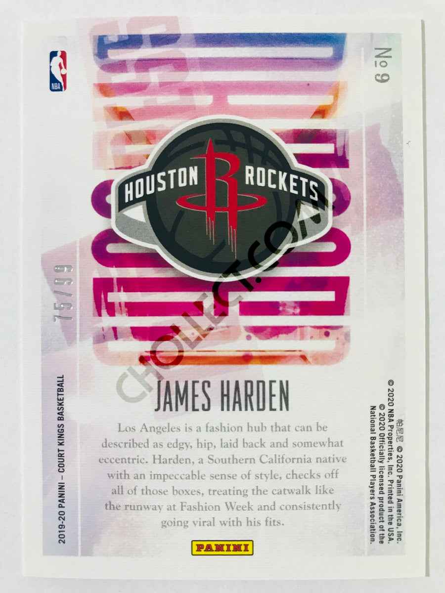 James Harden - Houston Rockets 2019-20 Panini Court Kings Dressed To Impress Insert #9 Amethyst Parallel /99