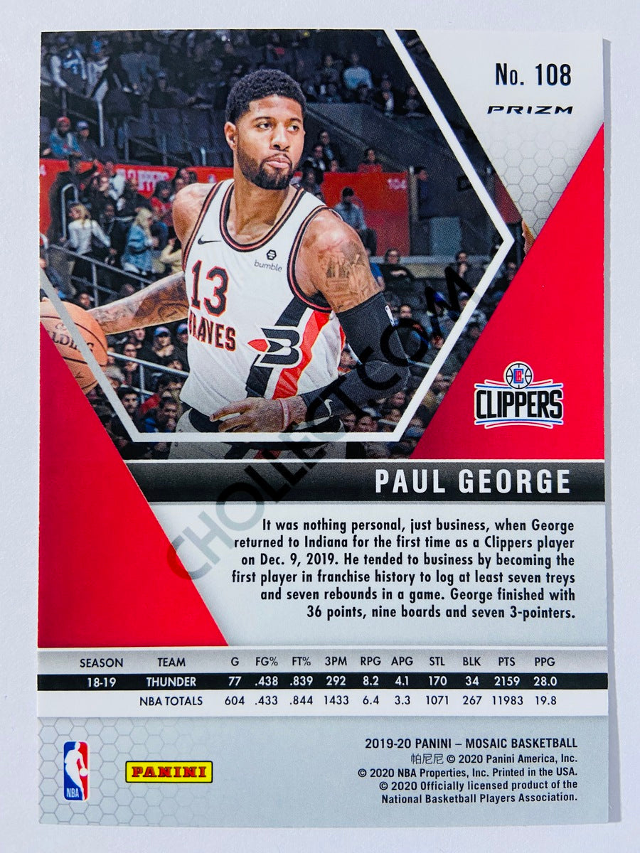 Paul George - Los Angeles Clippers 2019-20 Panini Mosaic Green Parallel #108