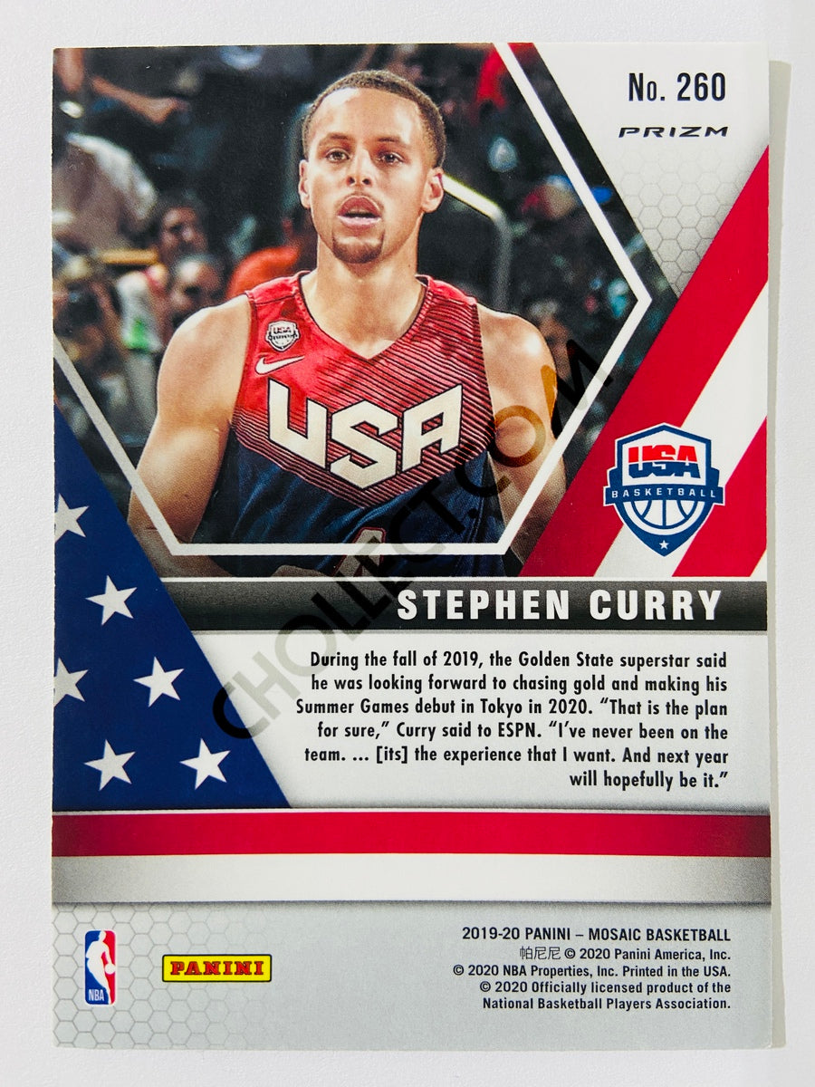 Stephen Curry - USA Basketball 2019-20 Panini Mosaic Green Parallel #260
