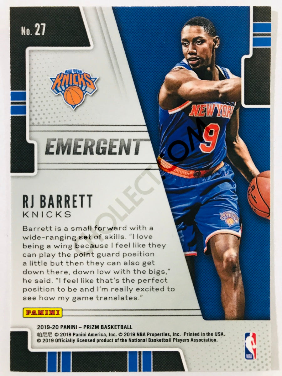 RJ Barrett - New York Knicks 2019-20 Panini Prizm Emergent Insert #27