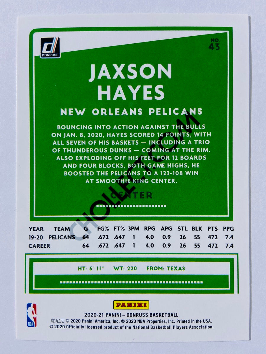 Jaxson Hayes - New Orleans Pelicans 2020-21 Panini Donruss #43