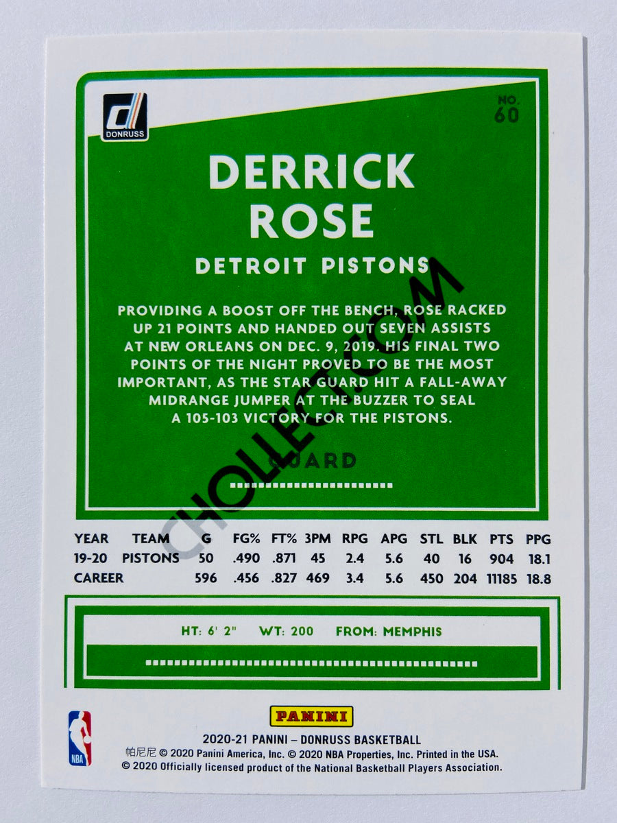 Derrick Rose - Detroit Pistons 2020-21 Panini Donruss #60
