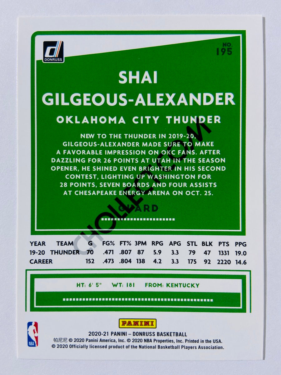 Shai Gilgeous-Alexander - Oklahoma City Thunder 2020-21 Panini Donruss #195
