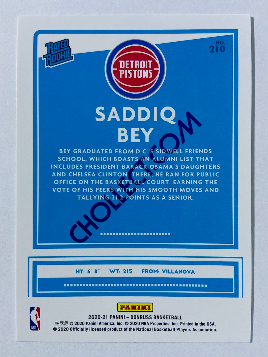 Saddiq Bey - Detroit Pistons 2020-21 Panini Donruss Rated Rookie #210