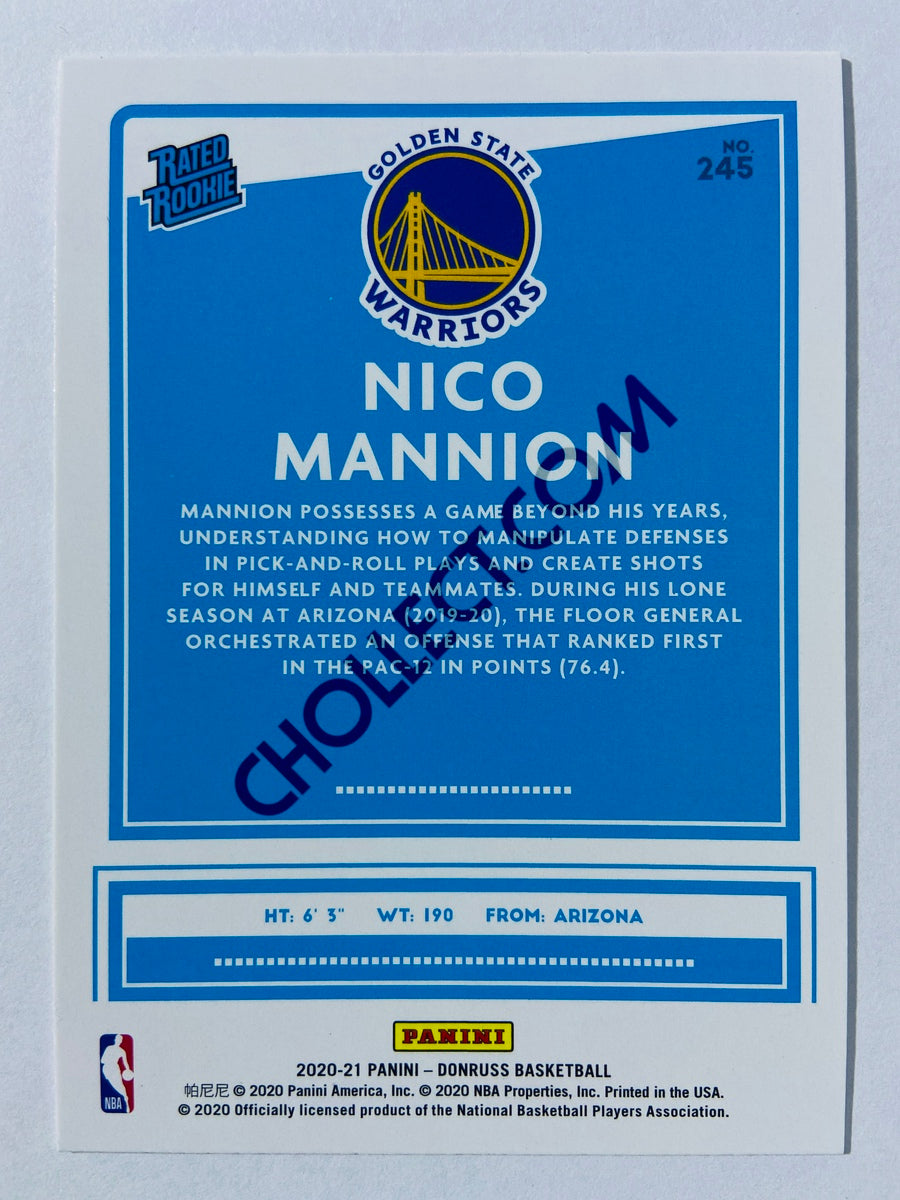 Nico Mannion - Golden State Warriors 2020-21 Panini Donruss Rated Rookie #245