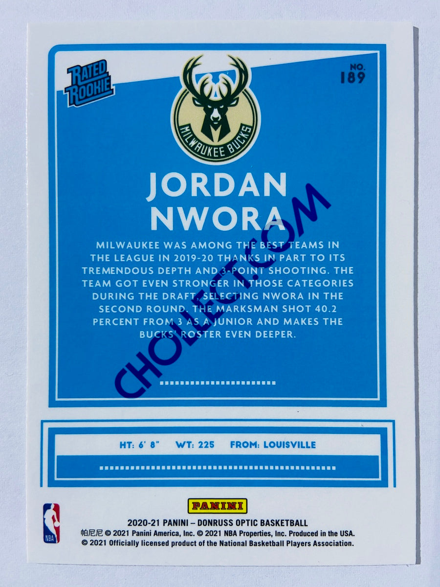 Jordan Nwora - Milwaukee Bucks 2020-21 Panini Donruss Optic Rated Rookie #189