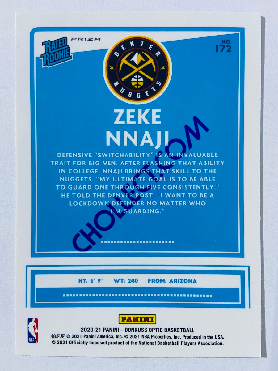 Zeke Nnaji - Denver Nuggets 2020-21 Panini Donruss Optic Rated Rookie Silver Holo Parallel #172