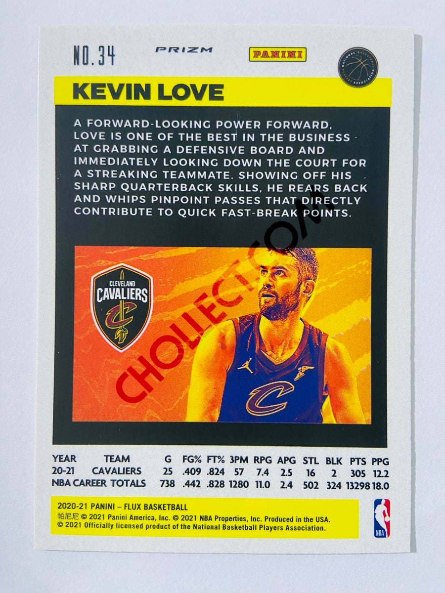 Kevin Love - Cleveland Cavaliers 2020-21 Panini Flux Blue Cracked Ice Parallel #34