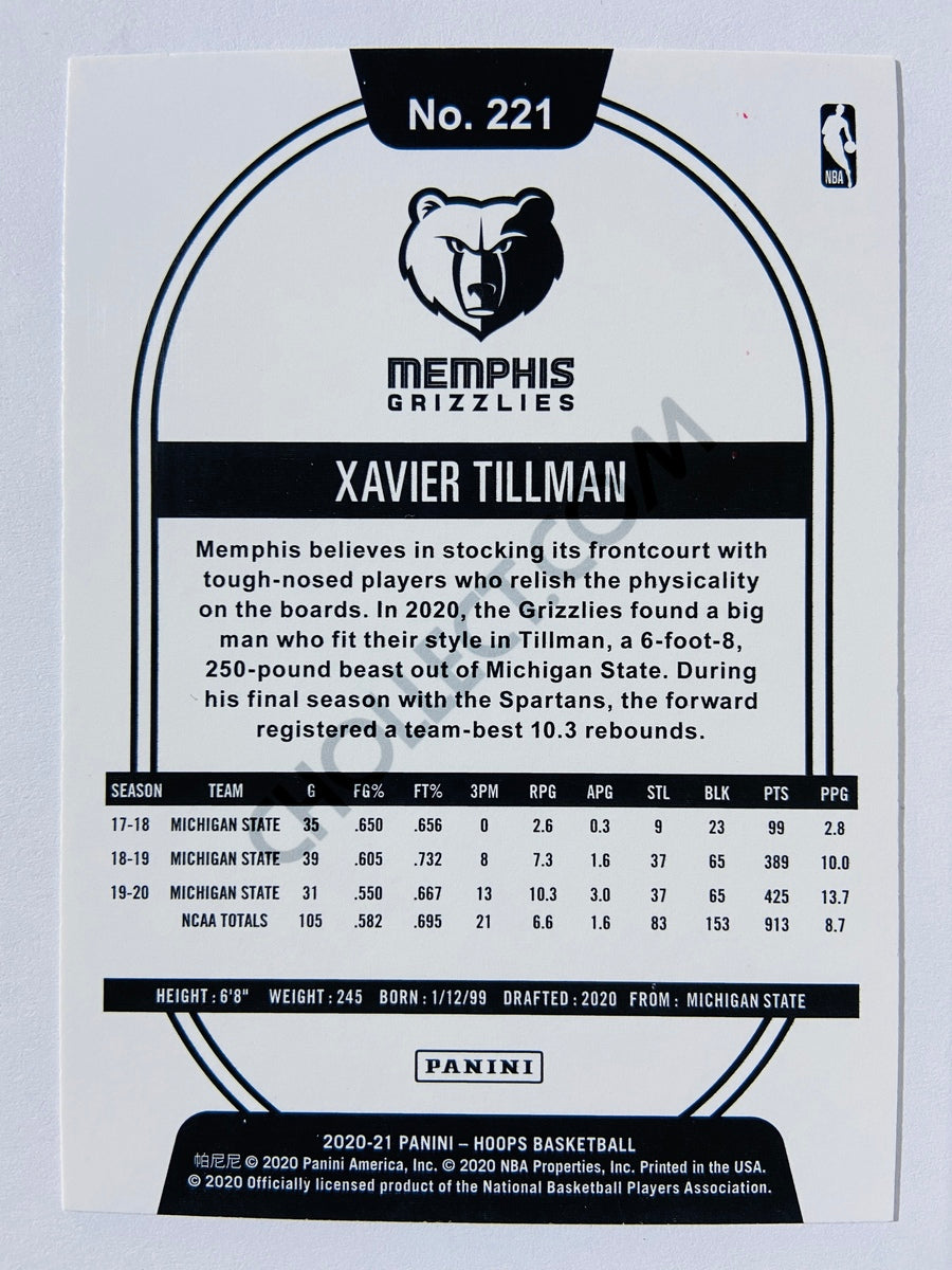 Xavier Tillman - Memphis Grizzlies 2020-21 Panini Hoops RC Rookie #221