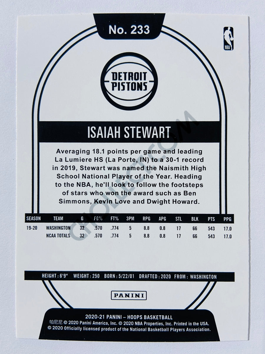 Isaiah Stewart - Detroit Pistons 2020-21 Panini Hoops RC Rookie #233