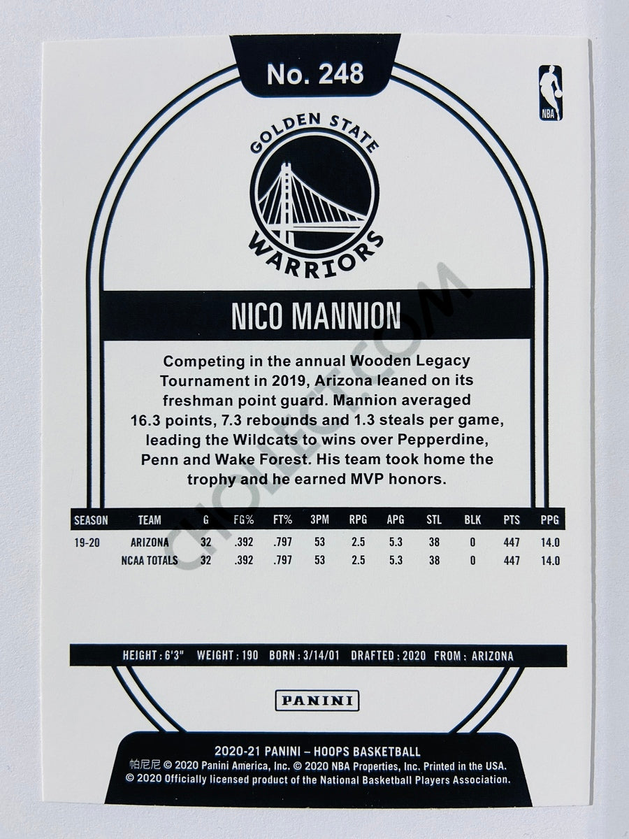 Nico Mannion - Golden State Warriors 2020-21 Panini Hoops RC Rookie #248