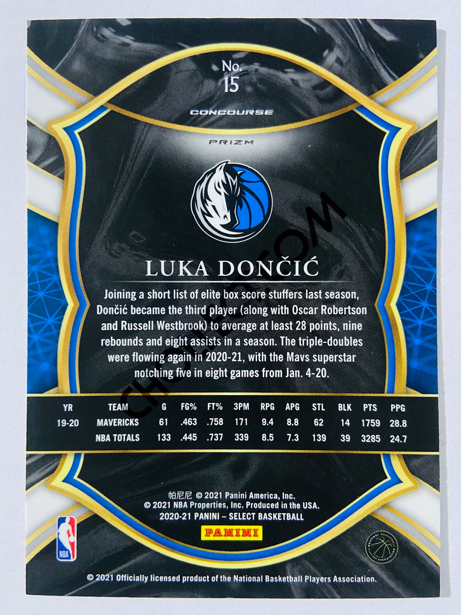 Luka Doncic - Dallas Mavericks 2020-21 Panini Select Concourse Blue White Purple Cracked Ice Parallel #15