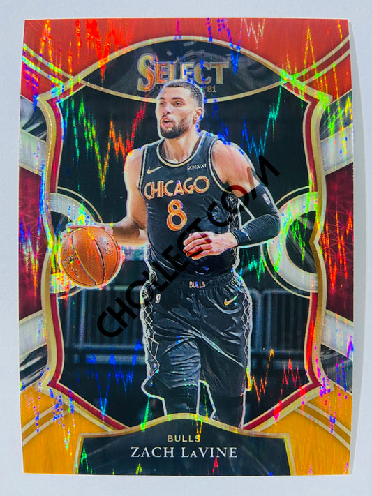 Zach Lavine - Chicago Bulls 2020-21 Panini Select Concourse Red White Orange Flash Parallel #14
