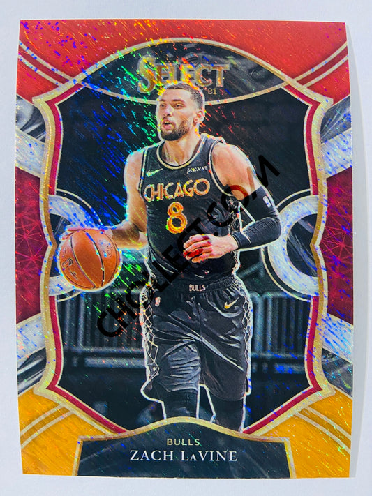 Zach Lavine - Chicago Bulls 2020-21 Panini Select Concourse Red White Orange Shimmer Parallel #14