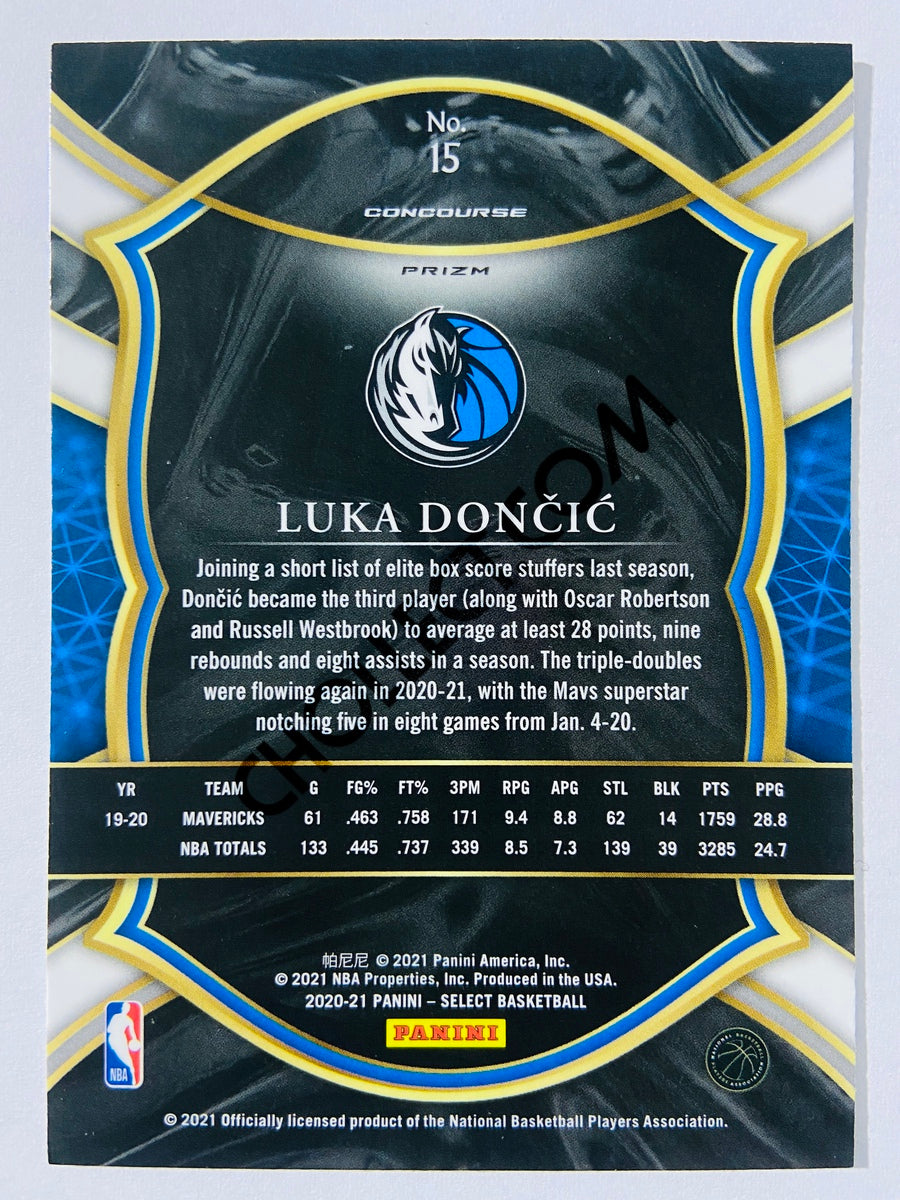Luka Doncic - Dallas Mavericks 2020-21 Panini Select Concourse Red White Orange Shimmer Parallel #15