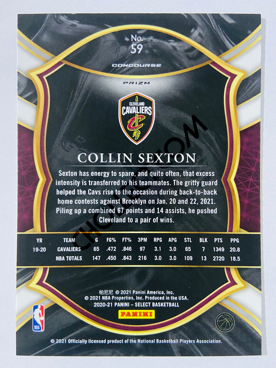 Collin Sexton - Cleveland Cavaliers 2020-21 Panini Select Concourse Red White Orange Shimmer Parallel #59