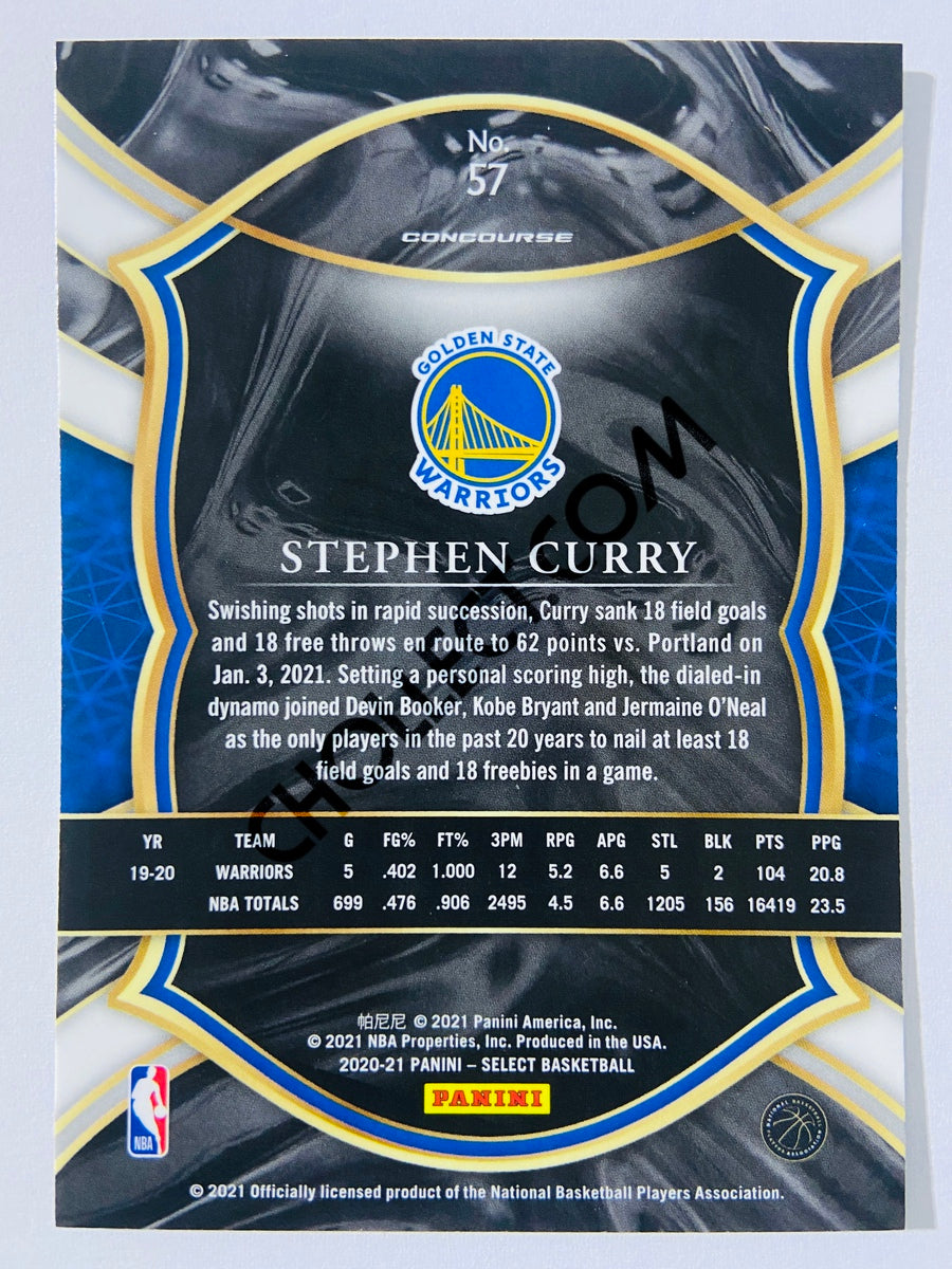 Stephen Curry - Golden State Warriors 2020-21 Panini Select Concourse Blue Retail #57