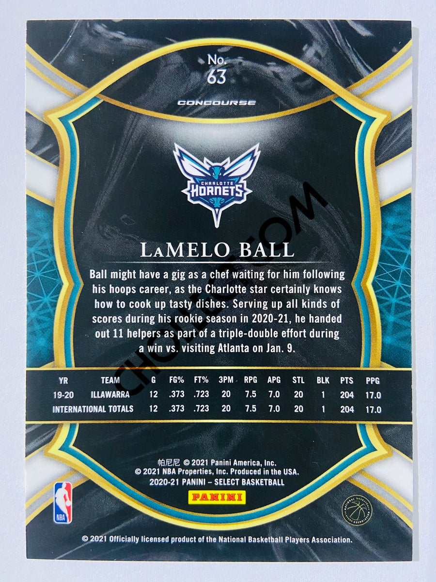 LaMelo Ball - Charlotte Hornets 2020-21 Panini Select Concourse Blue Retail Prizm Parallel RC Rookie #15