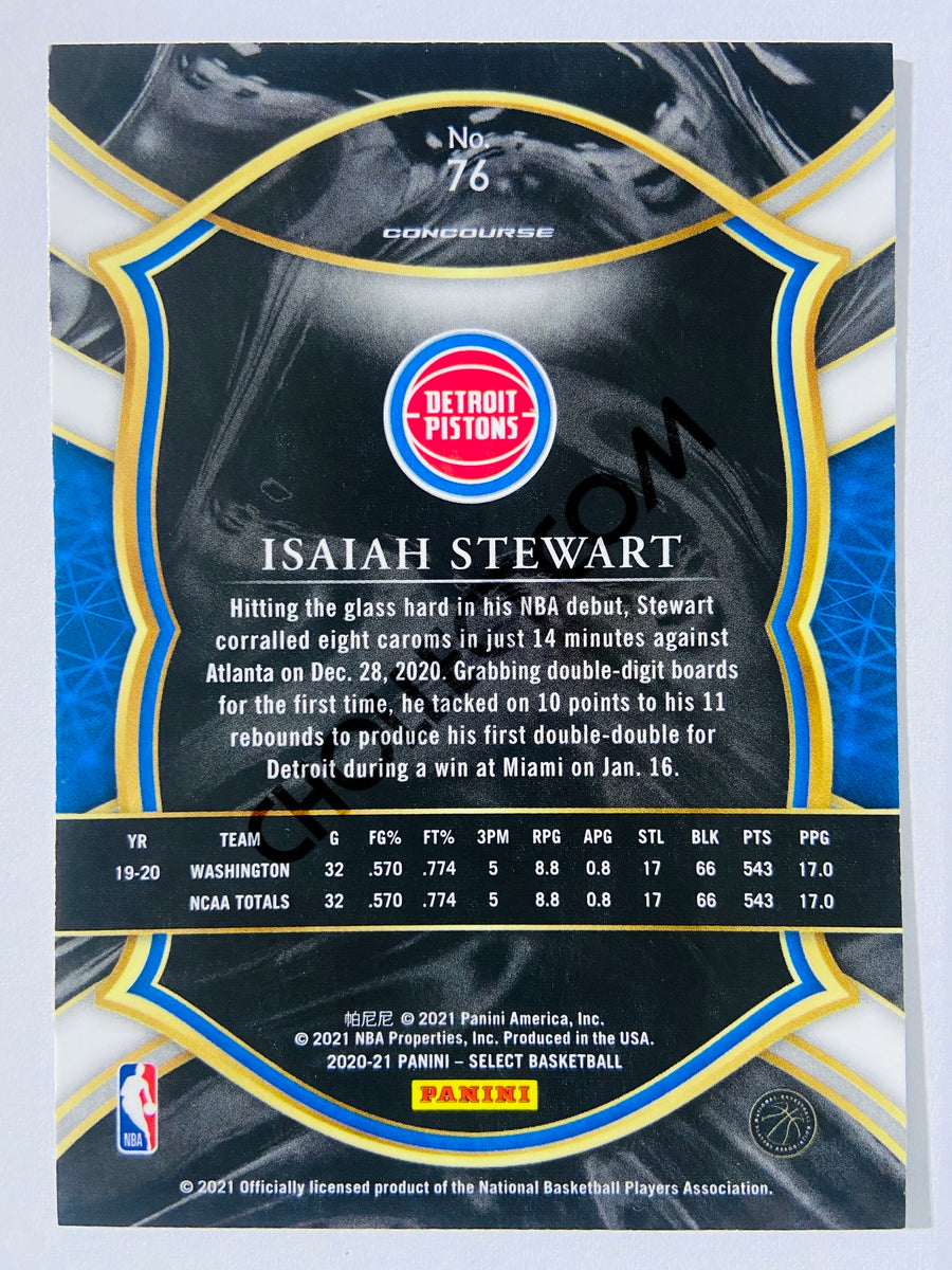 Isaiah Stewart - Detroit Pistons 2020-21 Panini Select Concourse Blue Retail RC Rookie #76
