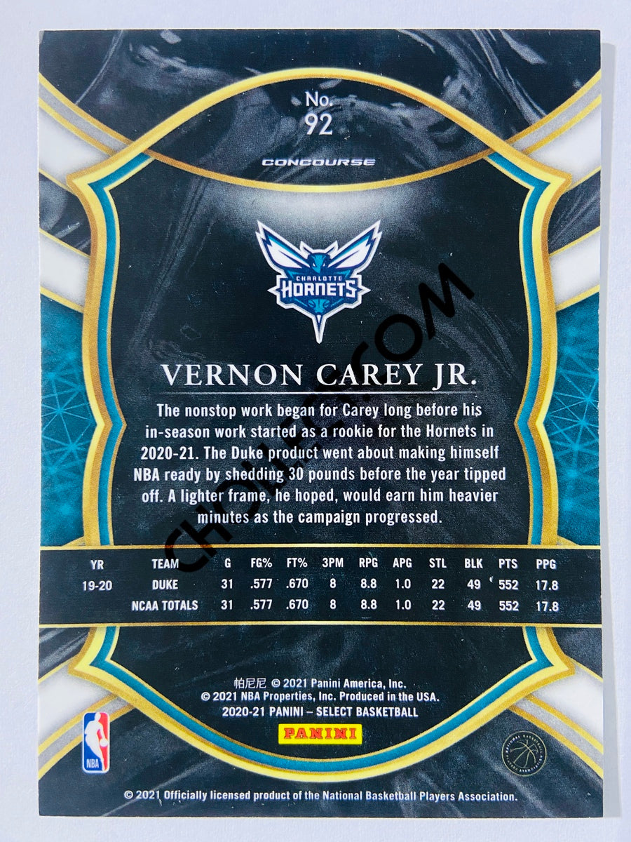 Vernon Carey Jr. - Charlotte Hornets 2020-21 Panini Select Concourse Blue Retail RC Rookie #92