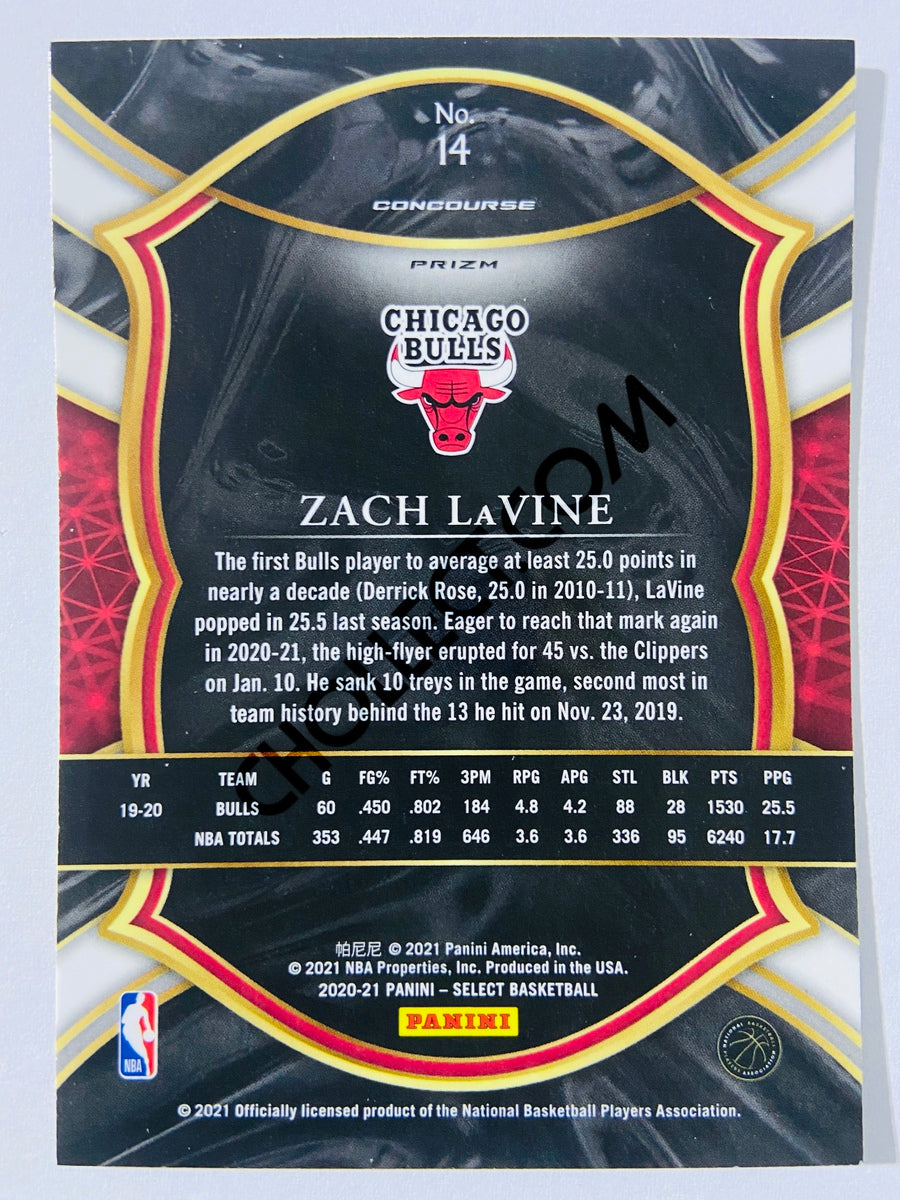 Zach Lavine - Chicago Bulls 2020-21 Panini Select Concourse Silver Prizm Parallel #14