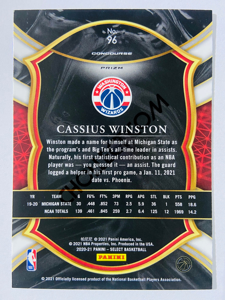 Cassius Winston - Washington Wizards 2020-21 Panini Select Concourse Silver Prizm RC Rookie #96