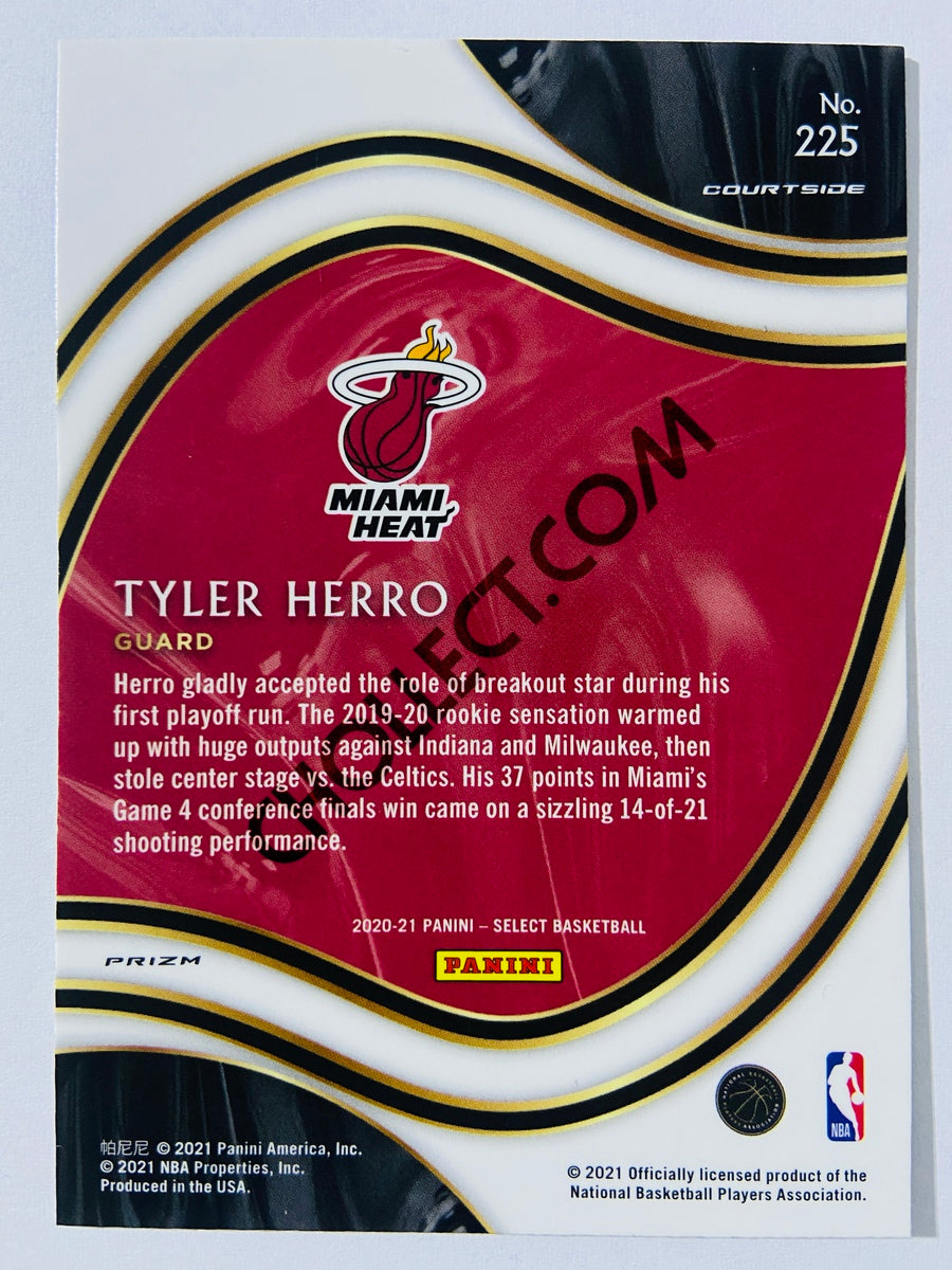 Tyler Herro - Miami Heat 2020-21 Panini Select Courtside Red White Purple Cracked Ice Parallel #225