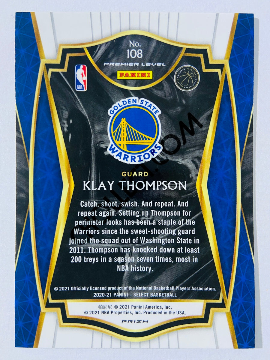 Klay Thompson - Golden State Warriors 2020-21 Panini Select Premier Green White Purple Parallel #108