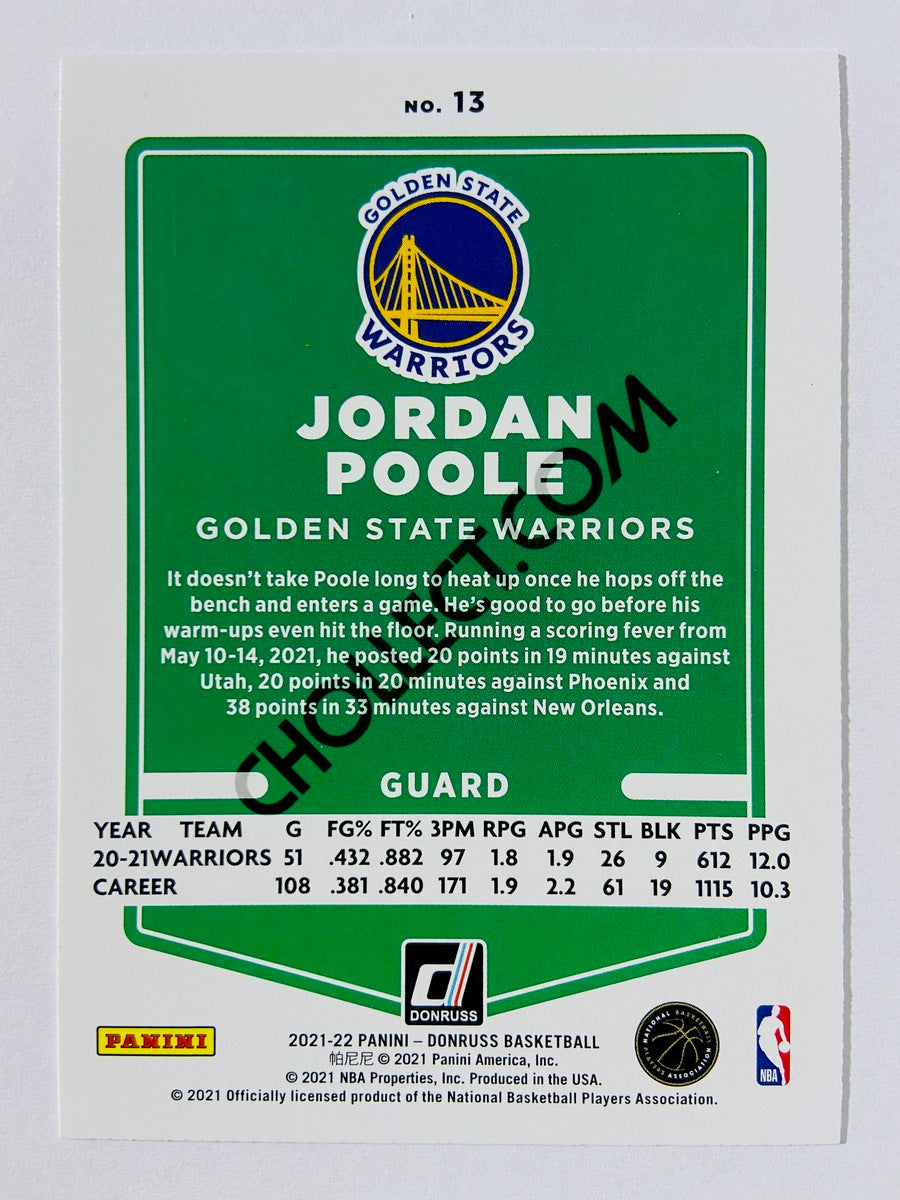 Jordan Poole – Golden State Warriors 2021-22 Panini Donruss #13