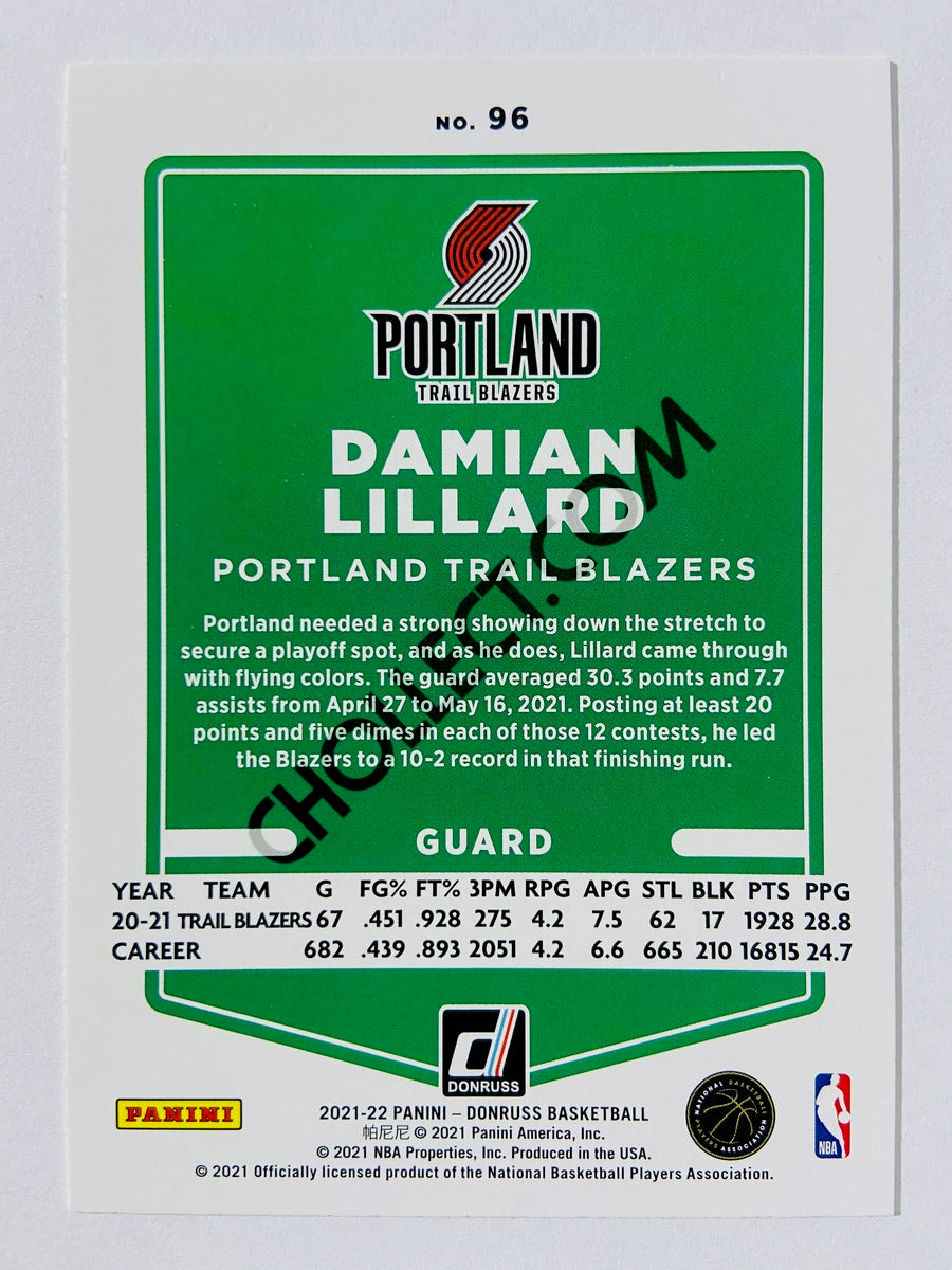 Damian Lillard – Portland Trail Blazers 2021-22 Panini Donruss #96
