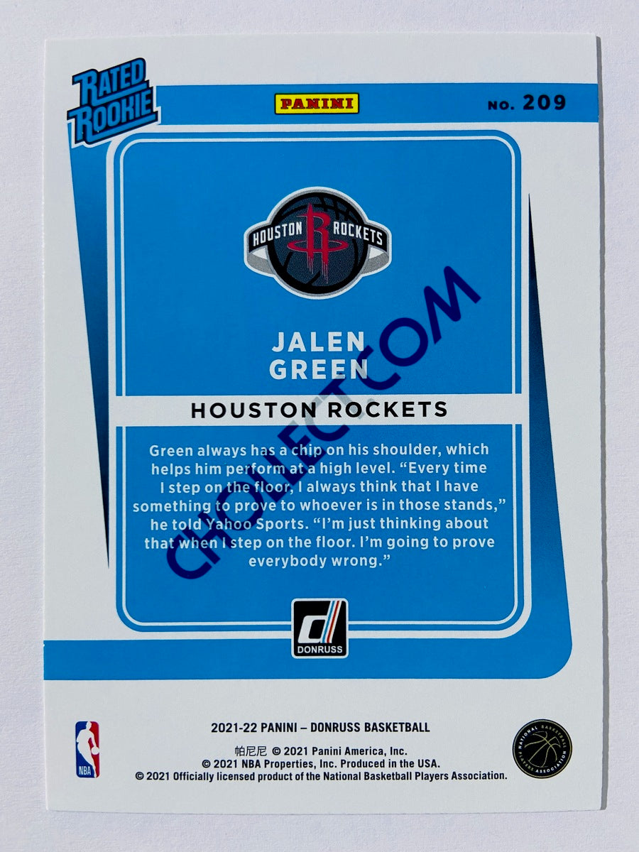 Jalen Green – Houston Rockets 2021-22 Panini Donruss Rated Rookie #209