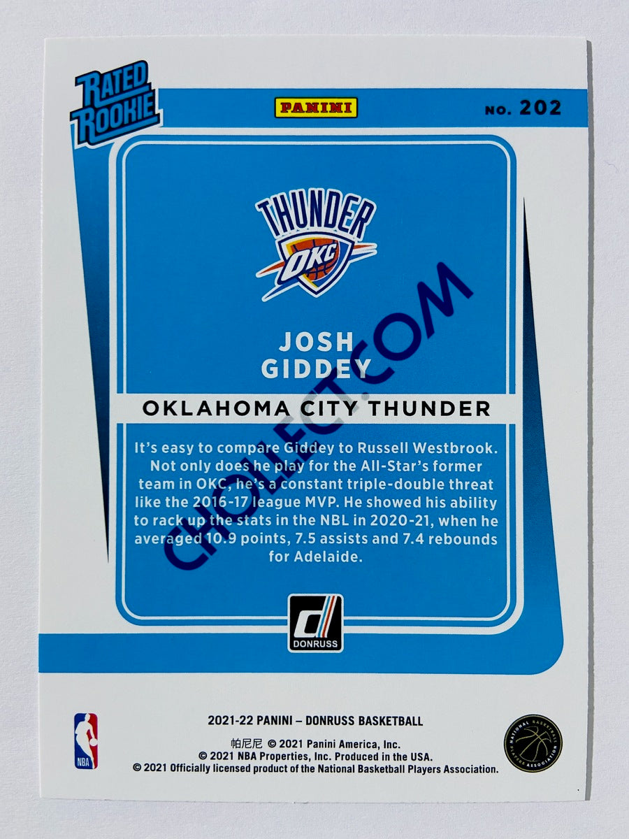Josh Giddey – Oklahoma City Thunder 2021-22 Panini Donruss Orange Laser Parallel Rated Rookie #202