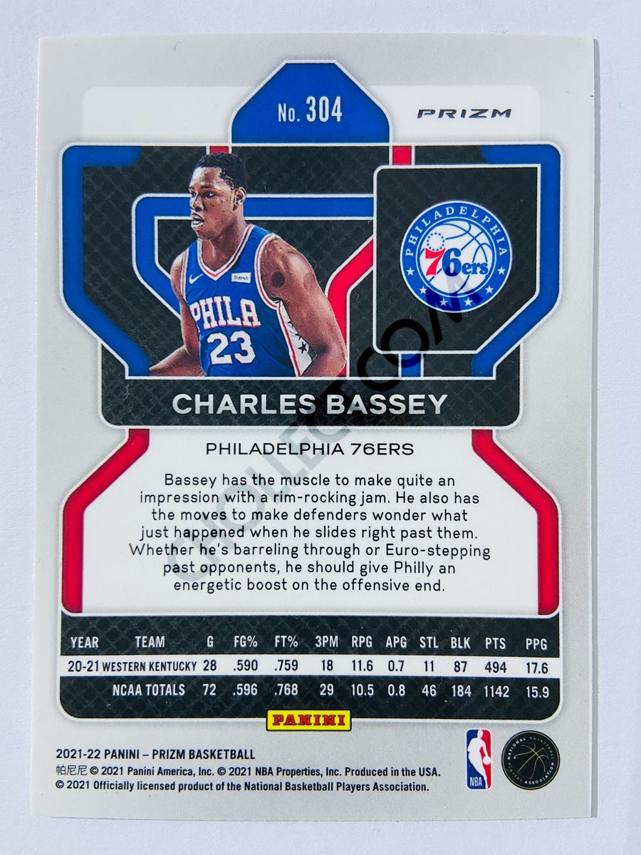Charles Bassey - Philadelphia 76ers 2021-22 Panini Prizm Ice Parallel RC Rookie #304