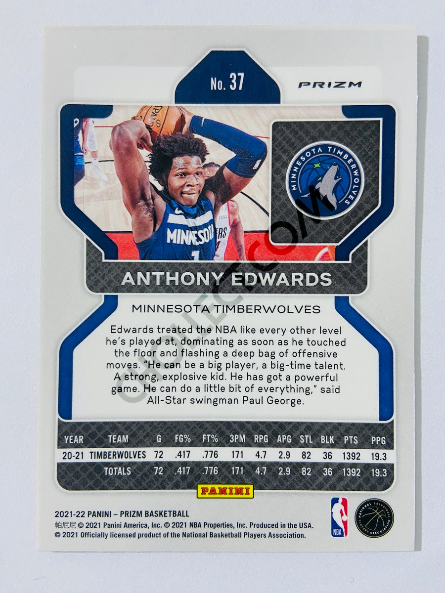 Anthony Edwards – Minnesota Timberwolves 2021-22 Panini Prizm Orange Cracked Ice Prizm Parallel #37
