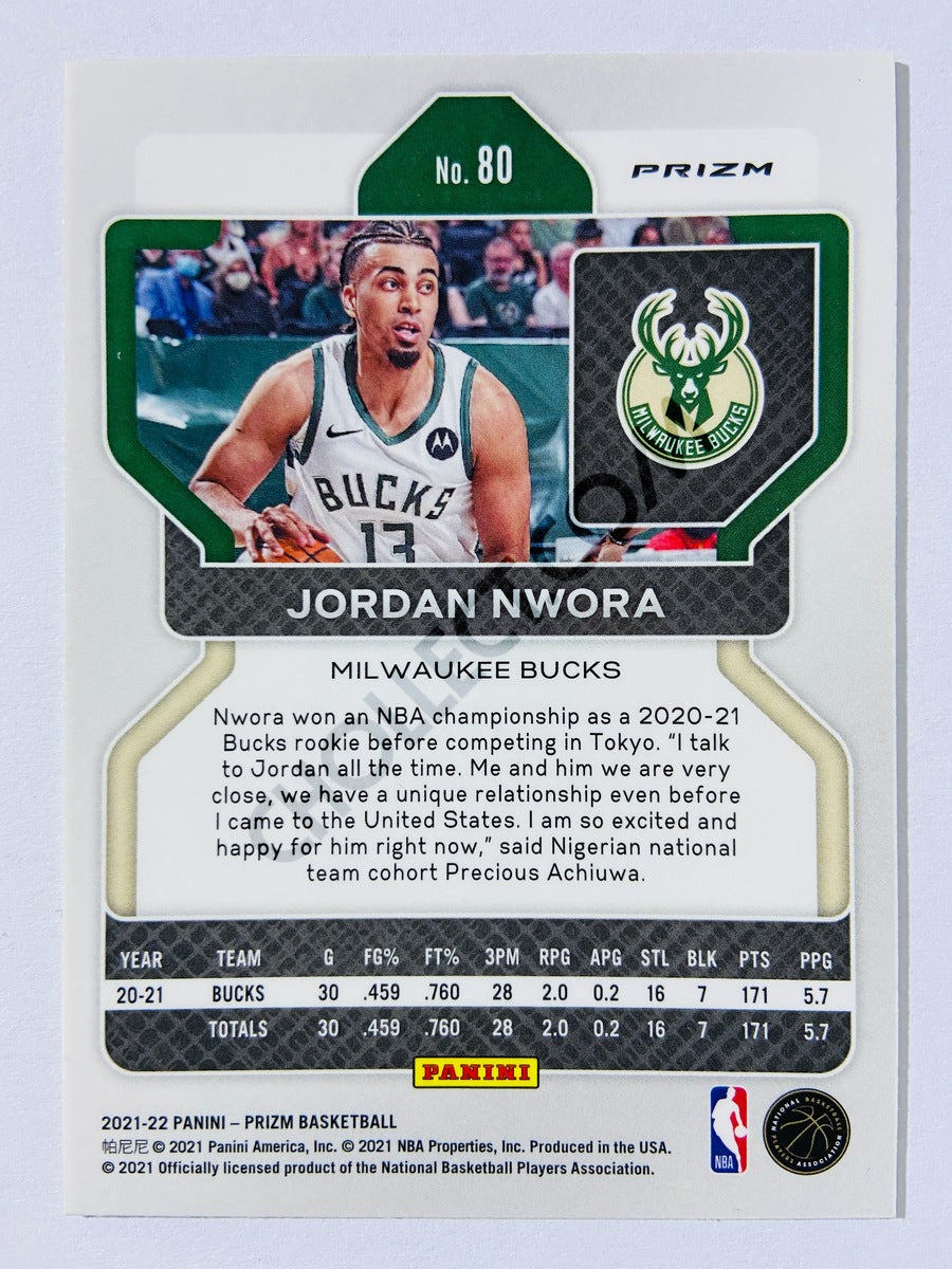 Jordan Nwora - Milwaukee Bucks 2021-22 Panini Prizm Purple Wave Parallel #80