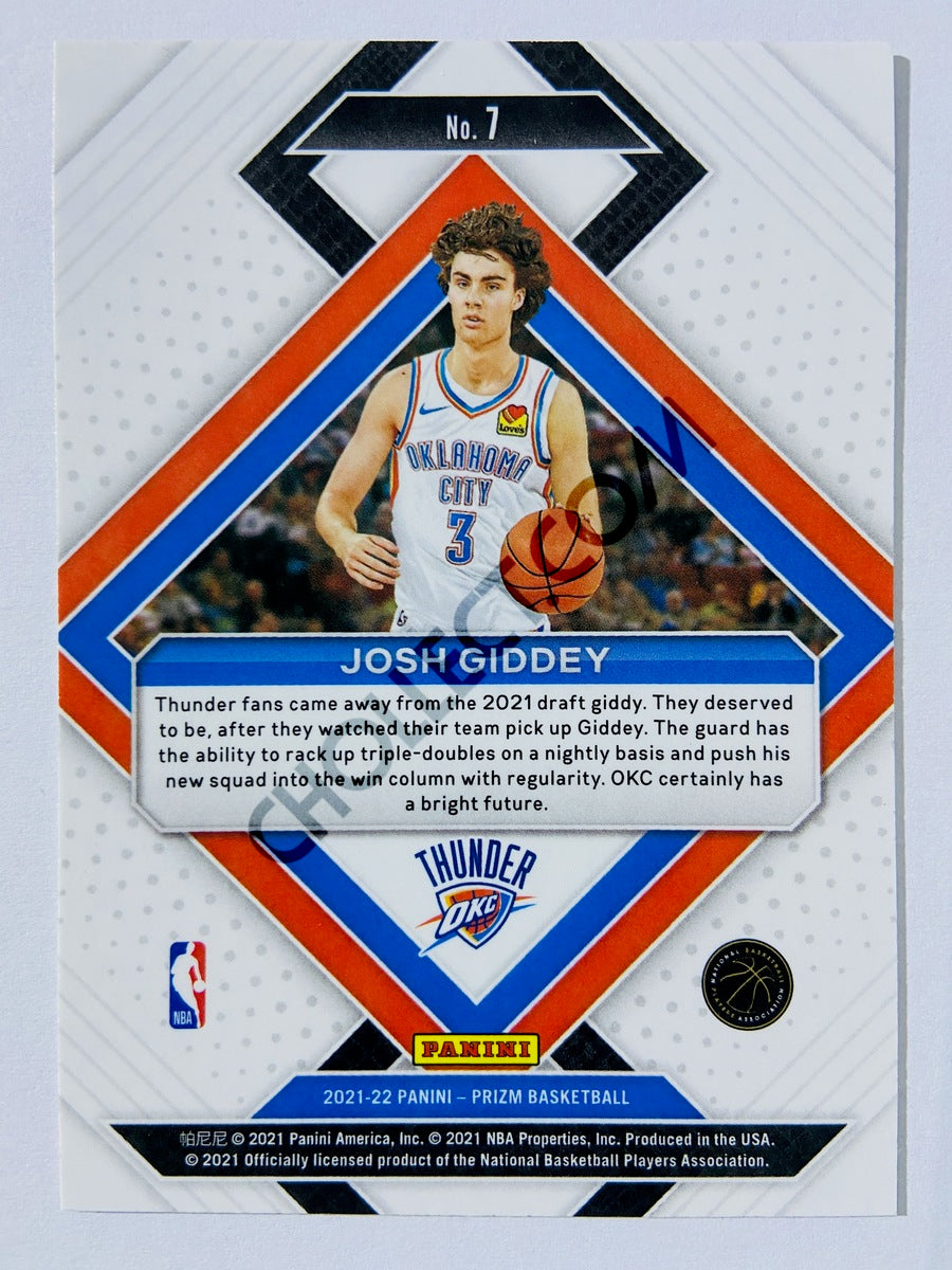 Josh Giddey - Oklahoma City Thunder 2021-22 Panini Prizm Emergent Insert RC Rookie #16