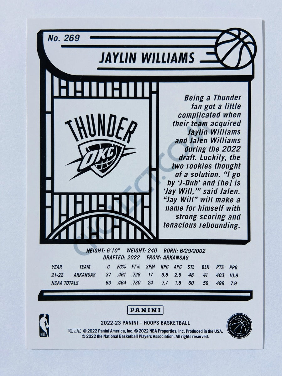 Jaylin Williams - Oklahoma City Thunder 2022-23 Panini Hoops RC Rookie #269