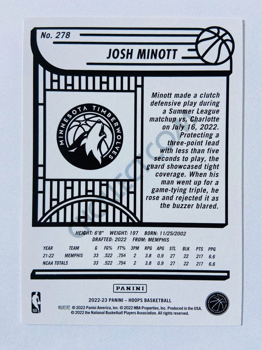 Josh Minott - Minnesota Timberwolves 2022-23 Panini Hoops RC Rookie #278