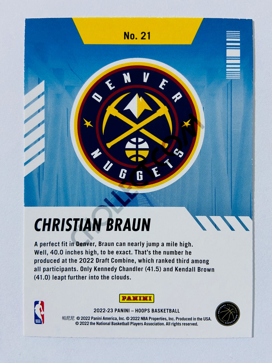 Christian Braun - Denver Nuggets 2022-23 Panini Hoops Arriving Now Insert Holo Parallel #21