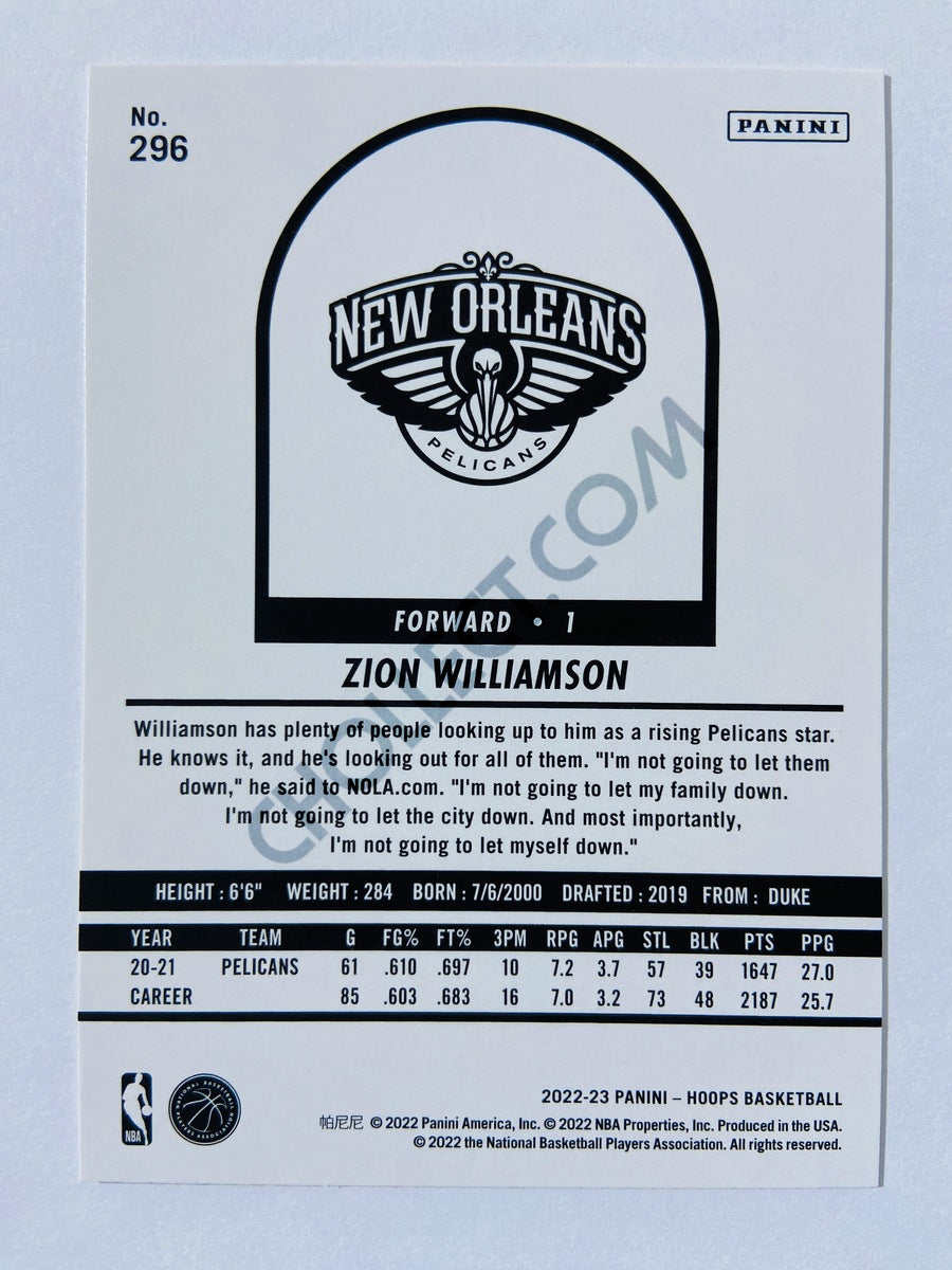 Zion Williamson - New Orleans Pelicans 2022-23 Panini Hoops Tribute #296